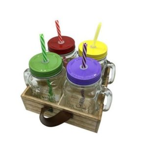 ארבע כוסות מגש עץ