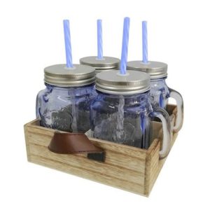 ארבע כוסות מגש עץ