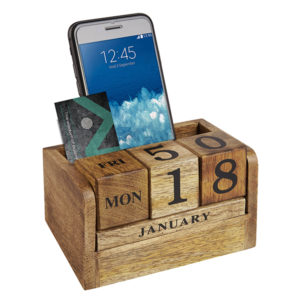 מעמד תאריכון קוביות עץ עתיק