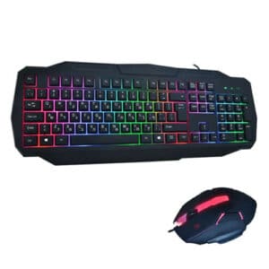 סט מקלדת עכבר תאורת לד